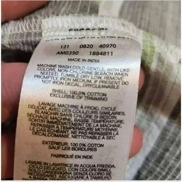 Columbia Men's Gray/White/Lime Green Striped Cotton Button Down Shirt - Picture 7 of 7